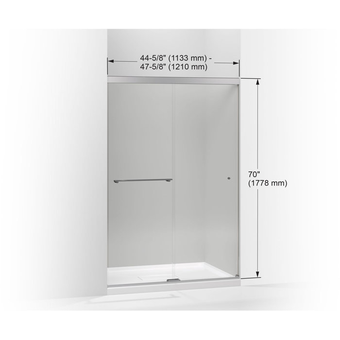 Kohler Revel Sliding Shower Door, 70In H X 445/8 475/8In W, With